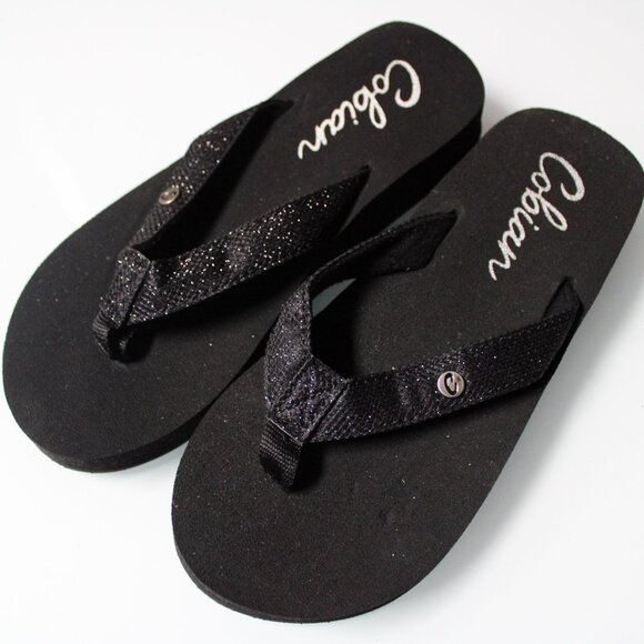 Cobian Sandals Womens Size 6 Black Skinny Bounce Flip Flop Comfortable NWOT - Picture 1 of 6